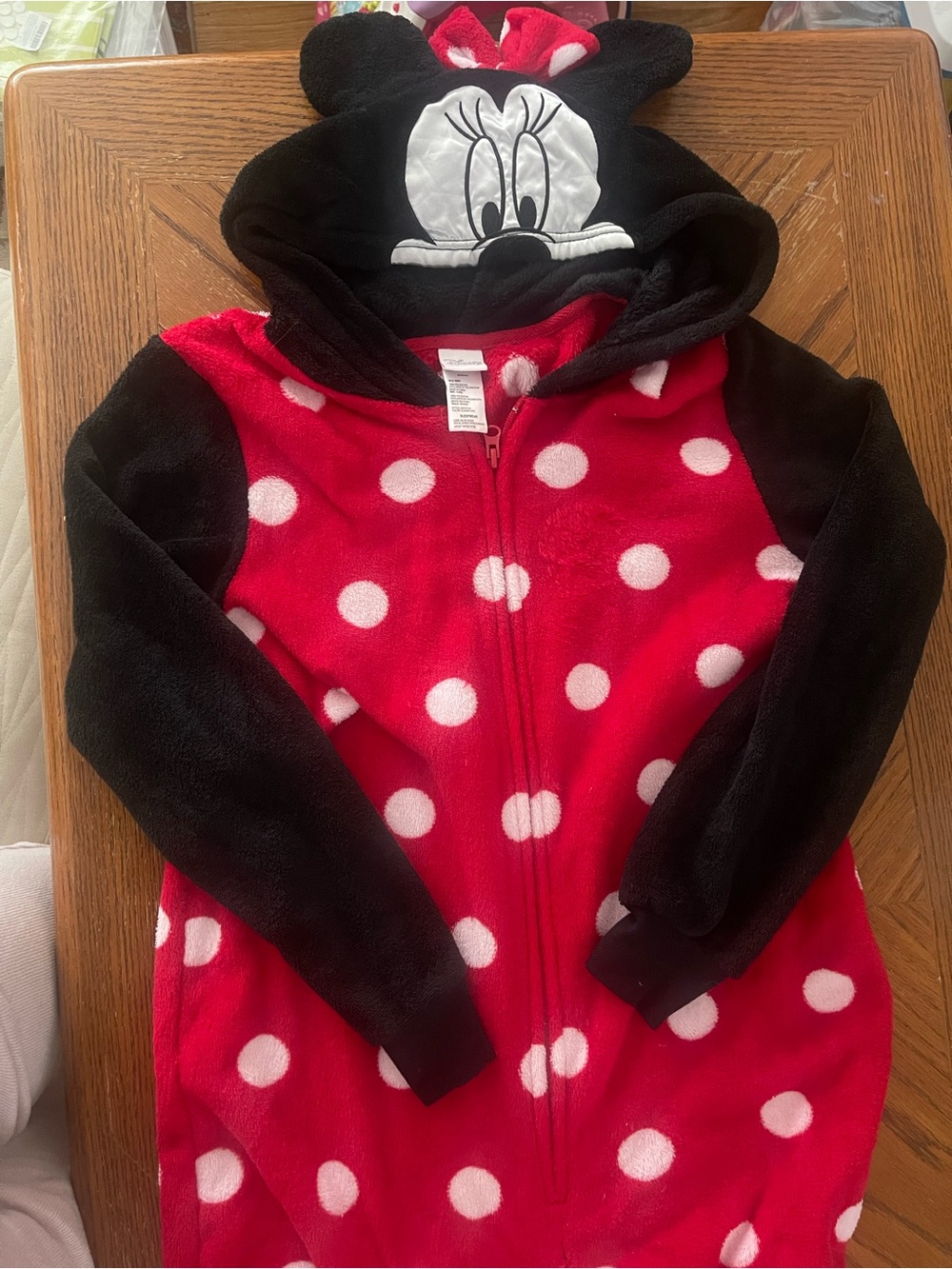 Disney Red & Black Minnie Polka Dot Fleece Onesie